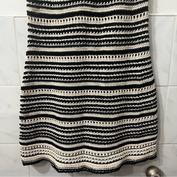 Zara Women’s S Black Cream Cotton Crochet Boho Chic Babydoll Slinky Mini Dress - Picture 4 of 13